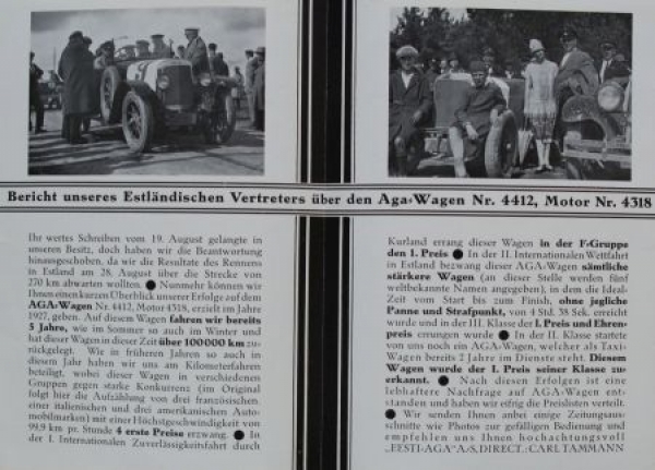 AGA Automobile "Was ein AGA leisten kann" Modellprogramm 1927 (S0273)